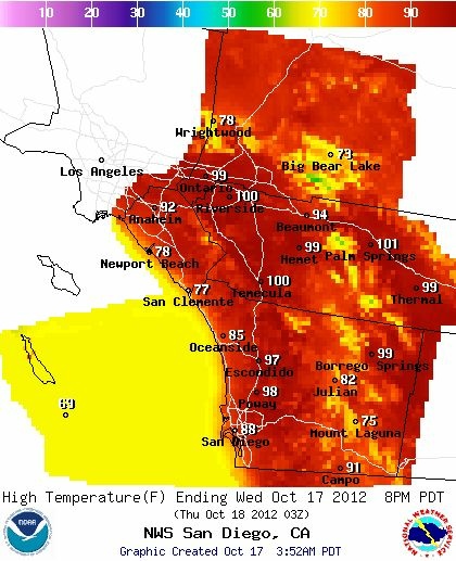 The National Weather Service said very warm and dry conditions have elevated fire danger for Southern California through Thursday.