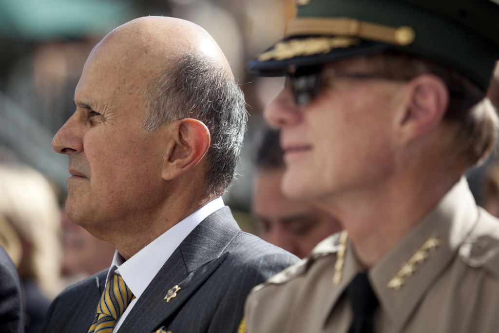HALL OF JUSTICE 013 Former Los Angeles County Sheriff Lee Baca attends the ceremony for the newly renovated Hall of Justice building in downtown.