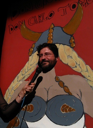 Mercer 10491 A man who appears to be Sacred Fools director Kiff Scholl at the company's season opening party.