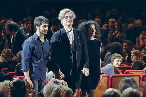 Wim Wenders with dancers Damiano Ottavio Bigi and Christiana Morganti at the Festa del Cinema in Roma in 2011