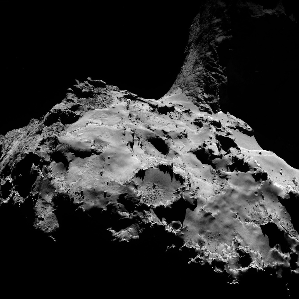 rosetta-photo_enl-8881bd429ff059347352515ec235276a7618f7d0-s1400.jpg Rosetta was 13.3 km from the nucleus of comet 67P/Churyumov-Gerasimenko, when it took this wide-angle image on July 4. Thanks to Rosetta, scientists now know a comet's entire surface can spew dust and gas.