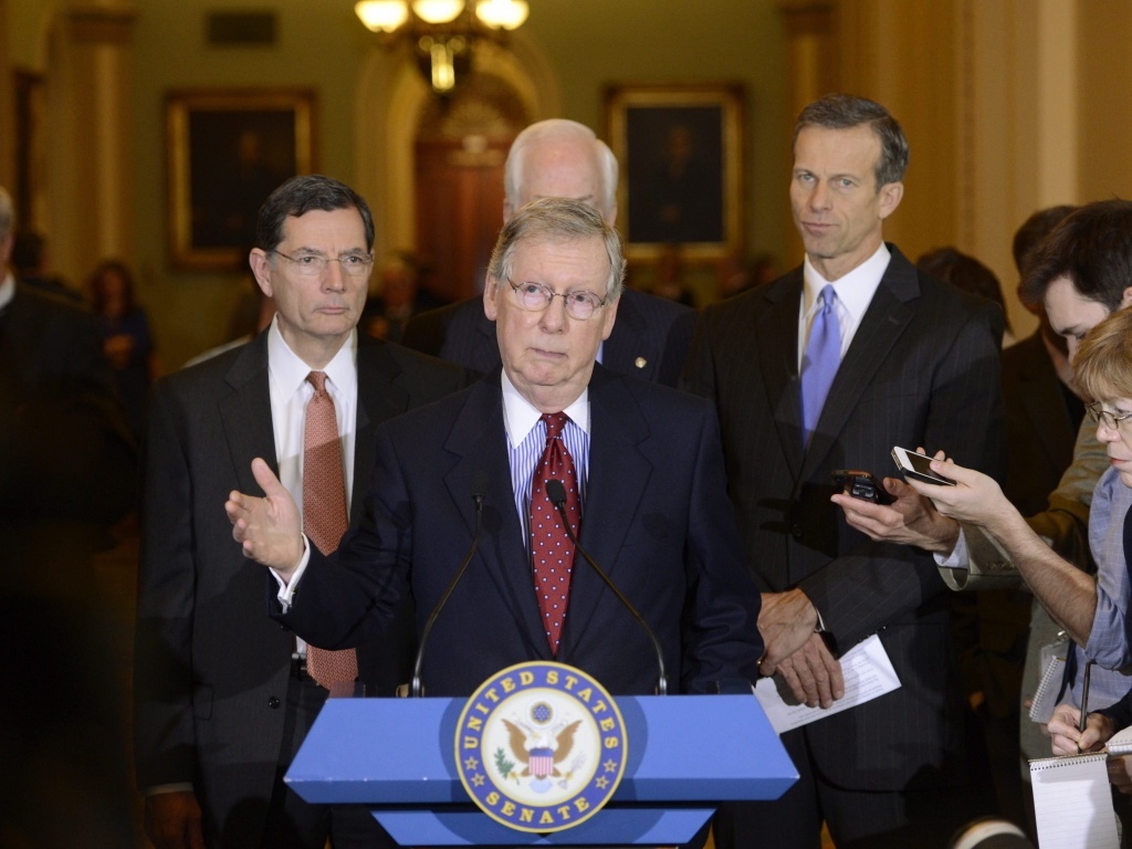 Mitch McConnell delivers remarks during a news conference in December, where he commented on the Ryan/Murray budget, debt ceiling and XL Pipeline. Presumed new Senate Majority Leader Mitch McConnell ...