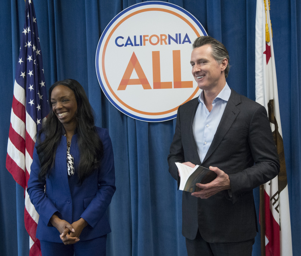 Nadine Burke Harris Gavin Newsom swearing in California's first Surgeon General, Dr. Nadine Burke Harris. Photo Credit: Joe McHugh