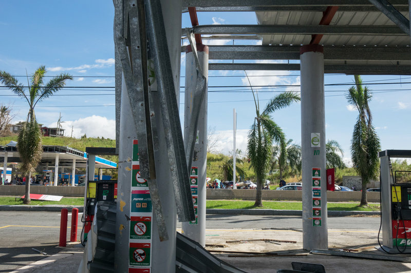 Puerto Rico Hurricane Puma Gas Station, across the street from the Gulf Route 65 gas station, was damaged during Hurricane Maria. Authorities in Puerto Rico say there isn't a gas shortage. Instead, they say that distribution has been disrupted by the storm.