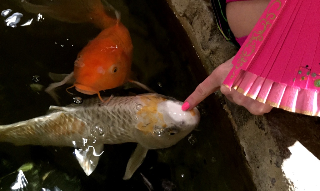 At the French Market in West Hollywood, Angelyne pets a fish named Lightening,who apparently knows and loves her. At the French Market in West Hollywood, Angelyne pets a fish named Lightening,who apparently knows and loves her.