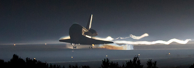 Space shuttle Atlantis lands for the final time at NASA’s Kennedy Space Center in Florida.