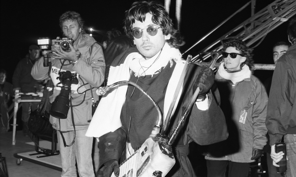 Jean Michel Jarre Jean Michel Jarre, musician and producer, pictured holding a musicial instrument, 12th October 1988.