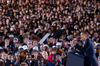 File photo: President Barack Obama speaks during a rally for the Democratic National Committee at Ohio State University in Columbus, Ohio, October 17, 2010.