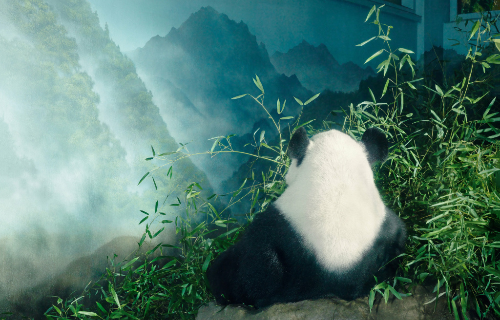 endangered species A giant panda in the Smithsonian's National Zoo.
