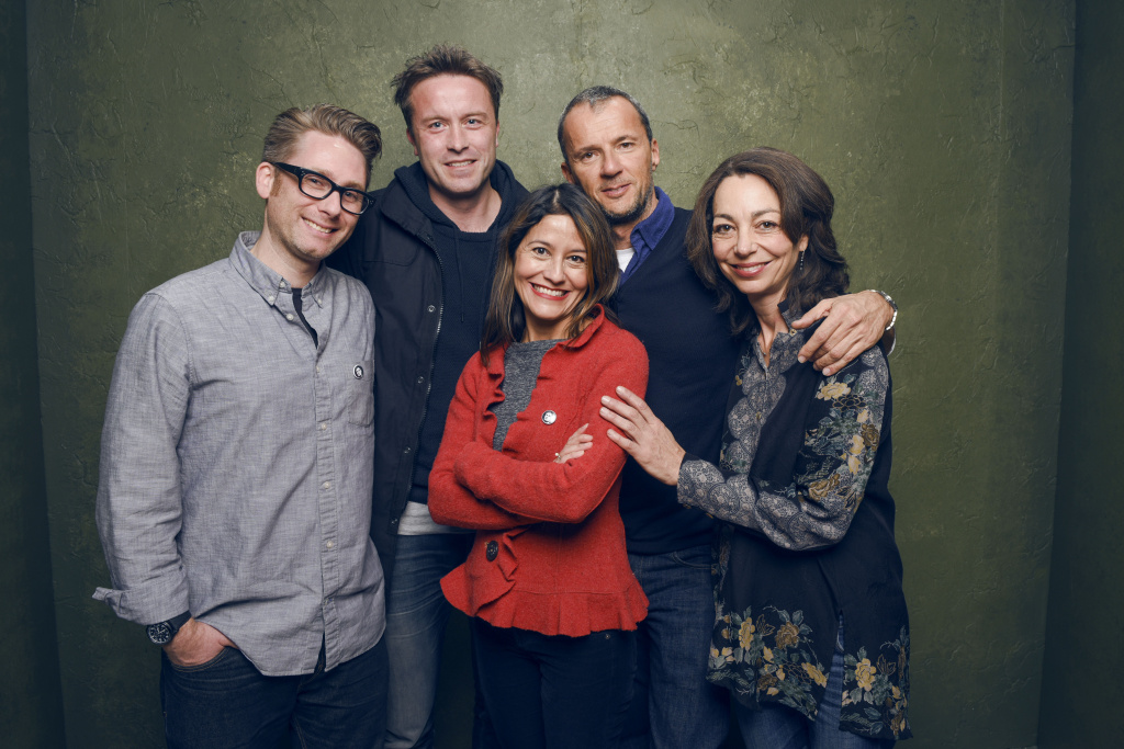 2015 Sundance Film Festival Portraits - Day 4 (L-R) Archival producer Austin Wilkin, director Stevan Riley, Rebecca Brando, producer John Battsek and Aura Douglass of
