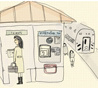 Alex Olanow usually listens to "Morning Edition" on New York member station WNYC. But we asked her to tune in to KPCC for a while to see if any of our stories inspired her. She heard a story by reporter Brian Watt about Metrolink rate hikes. That story inspired this drawing.