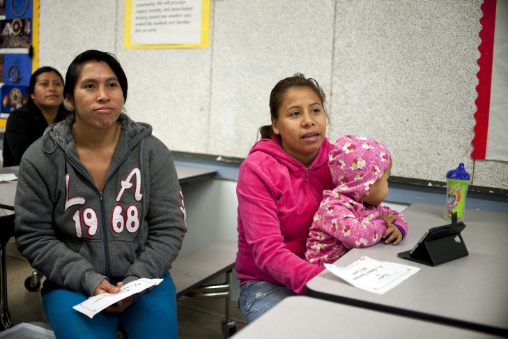 Training in self control starts early at Camino Nuevo. Karina Rodriguez leads preschoolers through a motor skills exercise, asking them to start and stop based on musical cues. Students will be exposed to 14 years of curriculum designed to address academic and soft skills.