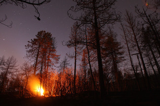 File photo of a burning stump in the San Gabriel Mountains on September 16, 2009 in the Angeles National Forest, northeast of Los Angeles, Calif.