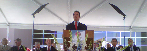 Governor Arnold Schwarzenegger at the opening of California's newest veterans home.