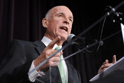California Attorney General Jerry Brown speaks to supporters after polls closed, Tuesday, June 8, 2010, in Los Angeles. Brown, seeking the Democratic nomination for governor, ran unopposed in Tuesday's primary.