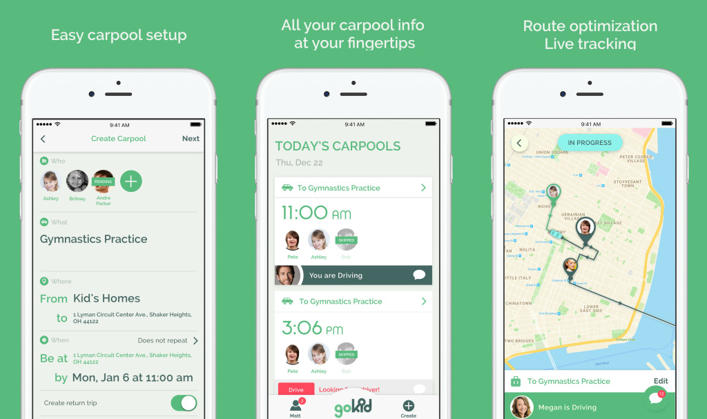 GoKid GoKid is a carpool app for parents that was one of the top 10 automotive startups at the 2017 LA Auto Show Automobility connected car conference.