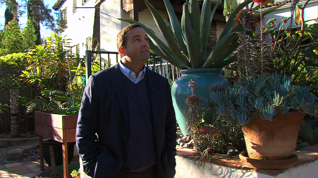San Diego neighborhoods Peter Dennehy, 50, stands in the back yard of his Kensington home, Feb. 3, 2016.