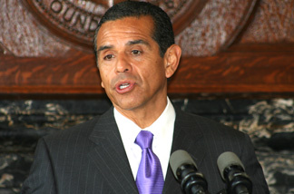 Los Angeles Mayor Antonio Villaraigosa formally announces today that for the first time in the city a union of civilian city employees has agreed to share in the cost of their health care. He speaks at a press conference on Tuesday, Aug. 24, 2010.