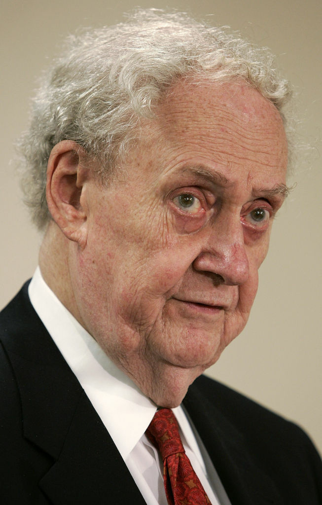 Former Supreme Court nominee Robert Bork speaks during a panel discussion about the U.S. Senate's role on judicial nomination process September 1, 2005 in Washington, DC.