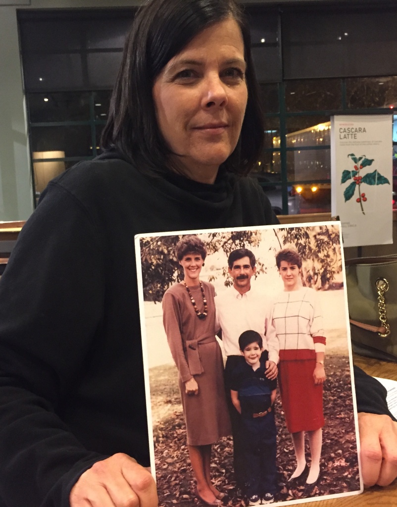 Tami Friedrich Trakh holds a photo of her sister, Kris Anne Mercurio, 36, her husband Alan, 41, daughter Brandie, 17, and son Anthony, 9. All were killed in a crash with a gasoline tanker truck on the 10 freeway in Claremont in 1989. Trakh has become an advocate for tighter truck safety laws.