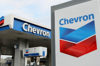 The Chevron logo is displayed at a Chevron gas station Jan. 29, 2010 in Alameda.