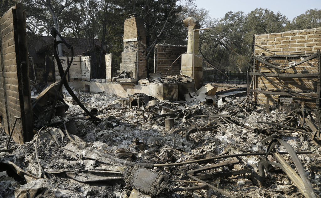 California Wildfires Remains of a home destroyed by wildfires seen Wednesday, Oct. 18, 2017, in Glen Ellen, California.