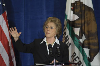 Senator Barbara Boxer speaks at a fundraiser for herself and the Democratic Senatorial Campaign Committee May 25, 2010 at the Fairmont Hotel in San Francisco.