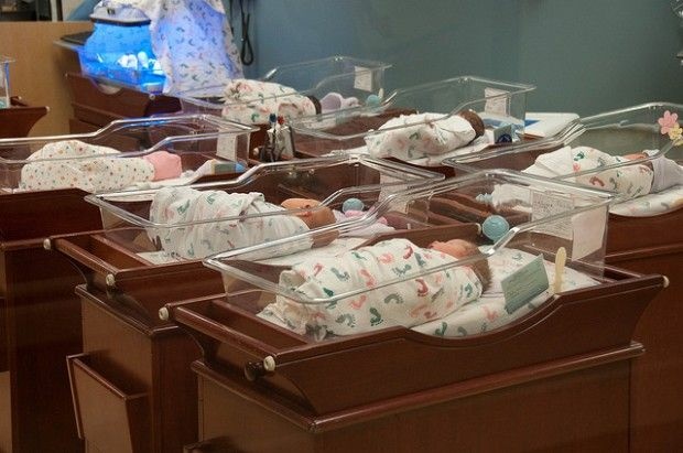 Babies nap in a Missouri hospital nursery, February 2010