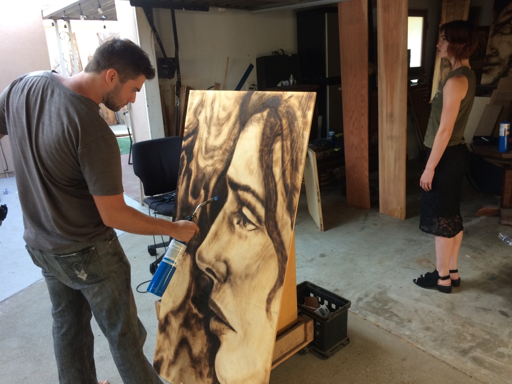Zachary Aronson works on a portrait of a live model in his studio in Mar Vista. Zachary Aronson works on a portrait of a live model in his studio in Mar Vista.