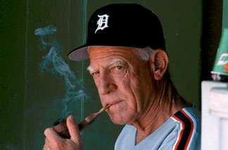 File photo: Sparky Anderson, April 16, 1995, managing the Detroit Tigers in an exhibition game against the St. Louis Cardinals.