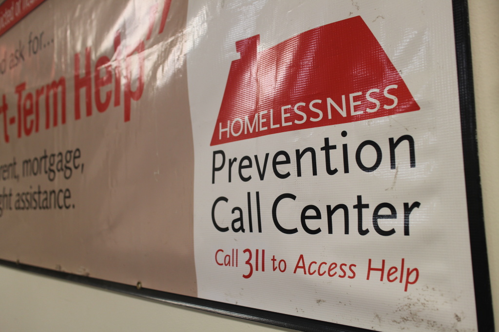 Chicago advertises its homeless prevention call center to people who may need emergency funding to avoid eviction, Nov. 14, 2019. Chicago advertises its homeless prevention call center to people who may need emergency funding to avoid eviction, Nov. 14, 2019.