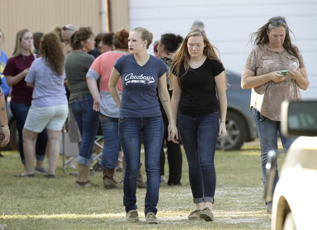 At Least 20 People Killed 24 Injured After Mass Shooting At Texas Church People gather near First Baptist Church following a shooting on November 5, 2017 in Sutherland Springs, Texas.
