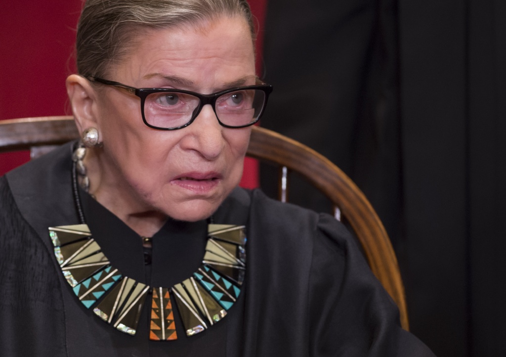 US-JUSTICE-COURT US Supreme Court Associate Justice Ruth Bader Ginsburg sits for an official photo with other members of the US Supreme Court in Washington, DC, June 1, 2017.