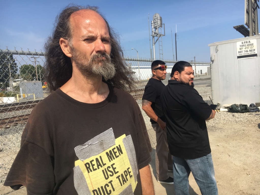 Homeless Veterans Sandy Conner, 50, a Navy veteran, hopes to apply for a HUD-VASH voucher to help get him into housing. He currently lives by a ravine where the busy 605 Freeway meets the 10 Freeway in El Monte.