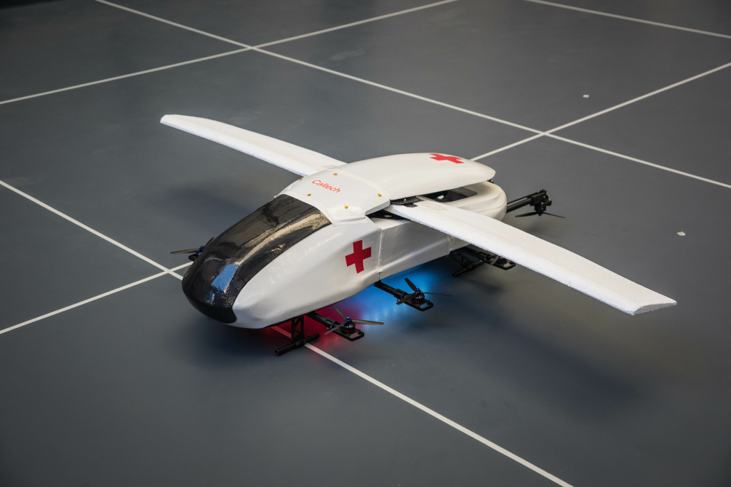 Flying ambulance In its final form, this autonomous ambulance would be able to take off and land vertically and have a range of 15 miles, with a max speed of 150 miles per hour.