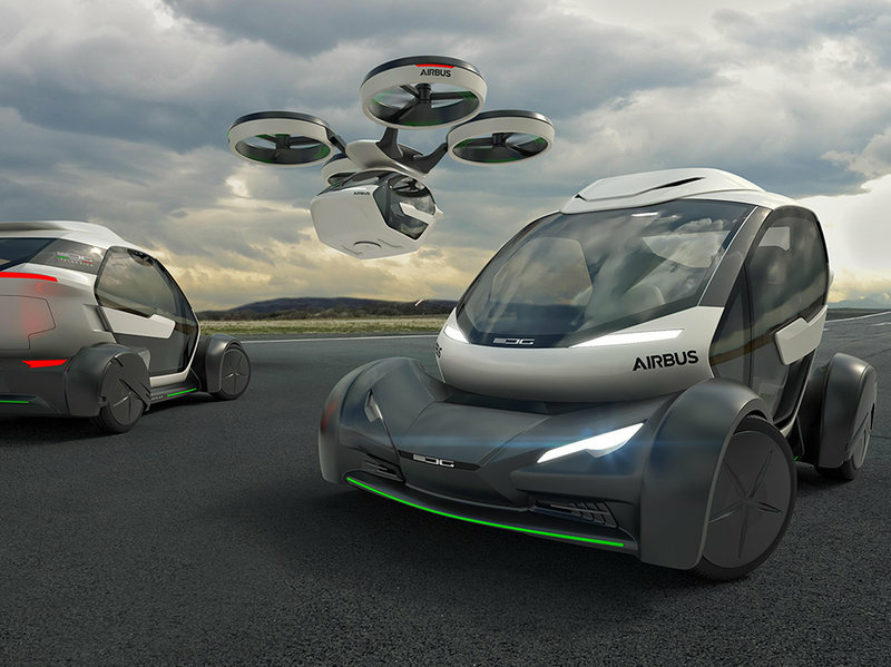 Airbus envisions a future of hybrid modular vehicles for road and sky. Airbus envisions a future of hybrid modular vehicles for road and sky.