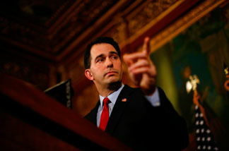 Republican Gov. Scott Walker speaks at a news conference inside the Wisconsin State Capitol February 21, 2011 in Madison, Wisconsin.