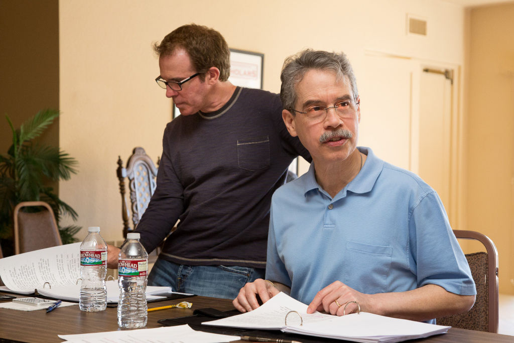 Artistic director and co-producer Michael Shaw and director Gregg Oppenheimer during rehearsal for Artistic director and co-producer Michael Shaw and director Gregg Oppenheimer during rehearsal for