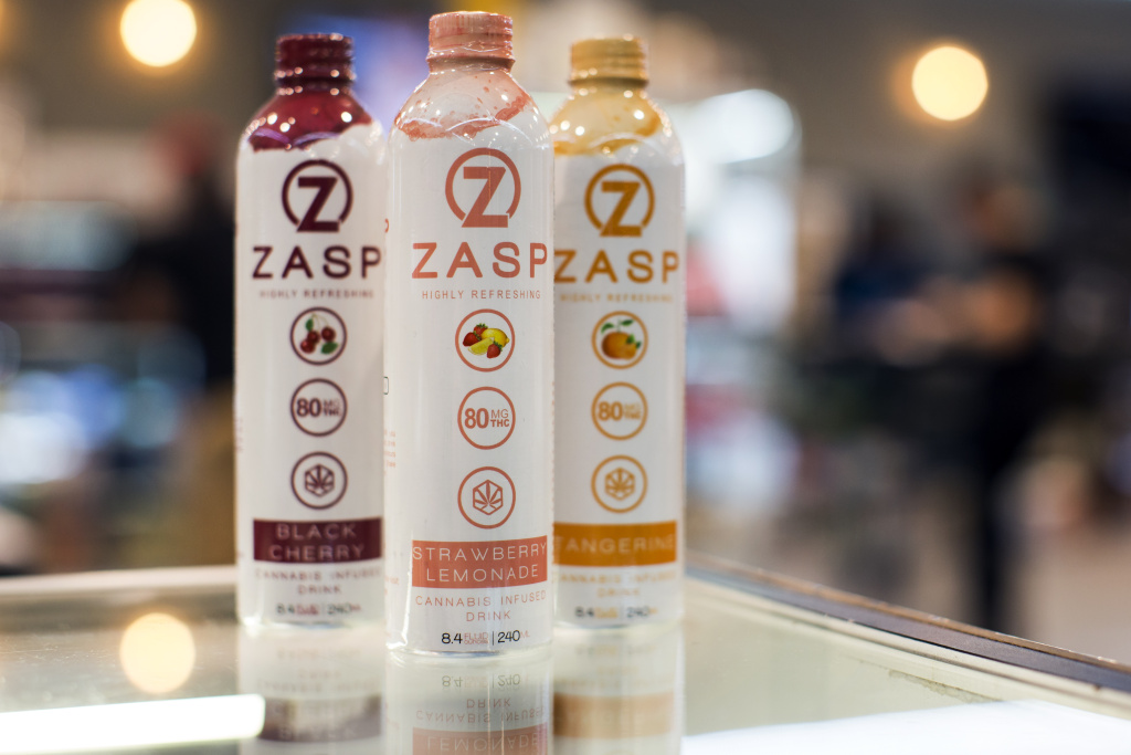 Kushmart - 7 Cannabis-infused flavored drinks are sold at Kushmart, one of the largest medical marijuana dispensaries in downtown Los Angeles, on Monday afternoon, Feb. 29, 2016. If recreational marijuana is legalized in California, it could take more forms like specialized oils, drinks and food with regulated amounts of THC.