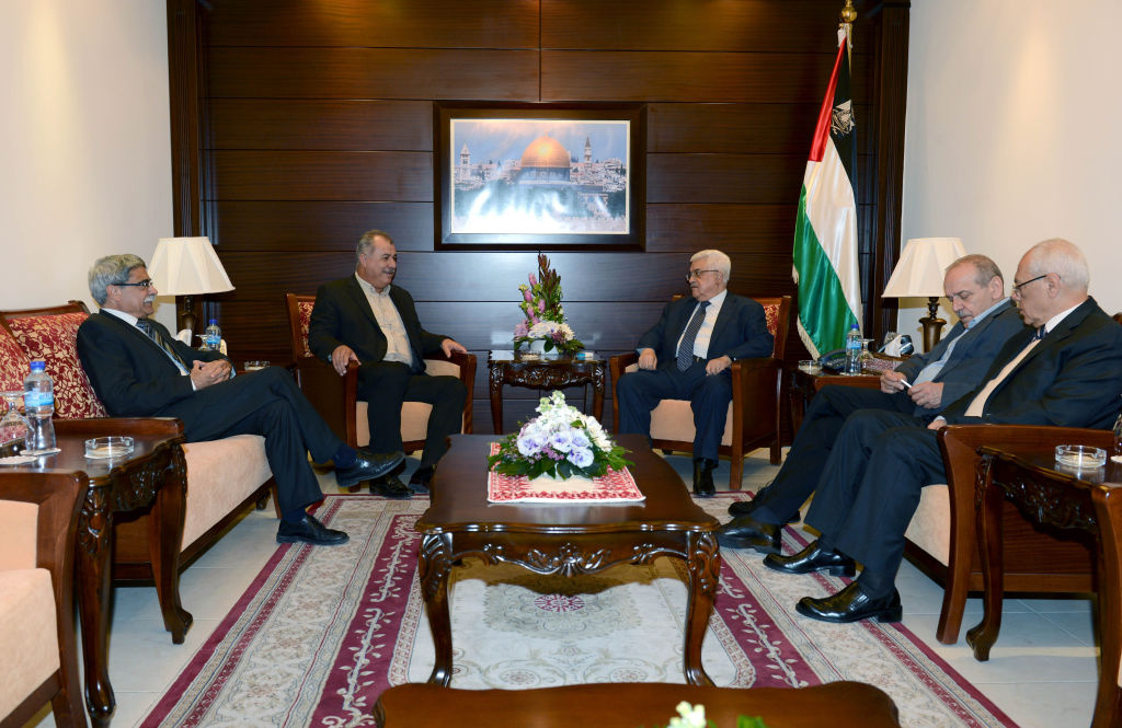 Abbas Meets With Israeli Arab Politician Mohammad Barakeh In this handout image supplied by the office of the Palestinian president, Palestinian President Mahmoud Abbas (C) meets with Mohammad Barakeh (2L), head of the Israeli Democratic Front for Peace and Equality, on November 20, 2012 in Ramallah, West Bank. Abbas is preparing to make an appeal to the United Nations on November 29 to grant nonmember status to the Palestinian Authority even as leader of Hamas Khaled Meshal holds truce talks in Cairo with leaders from Egypt, Qatar and Turkey.