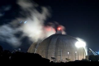 Steam rises between reactors 2 and 3 at the San Onofre Nuclear Generating Station near San Clemente, Calif.