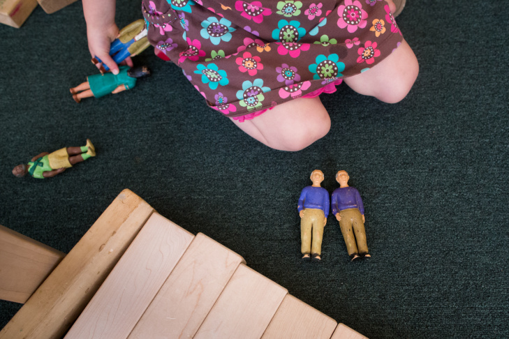 A preschool student at La Canada's Child Educational Center plays with mud. Jordan Young, a neuroscientist,  emphasizes that associations between gender and color, or gender and specific activities aren’t hardwired in the baby’s brain – the physical and social environment we give to kids builds them up