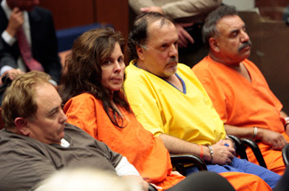 Former Bell city employees (left to right) Robert Rizzo, Angela Spaccia, Victor Bello and Oscar Hernandez attend a bail reduction hearing on Sept. 22, 2010 in Los Angeles.