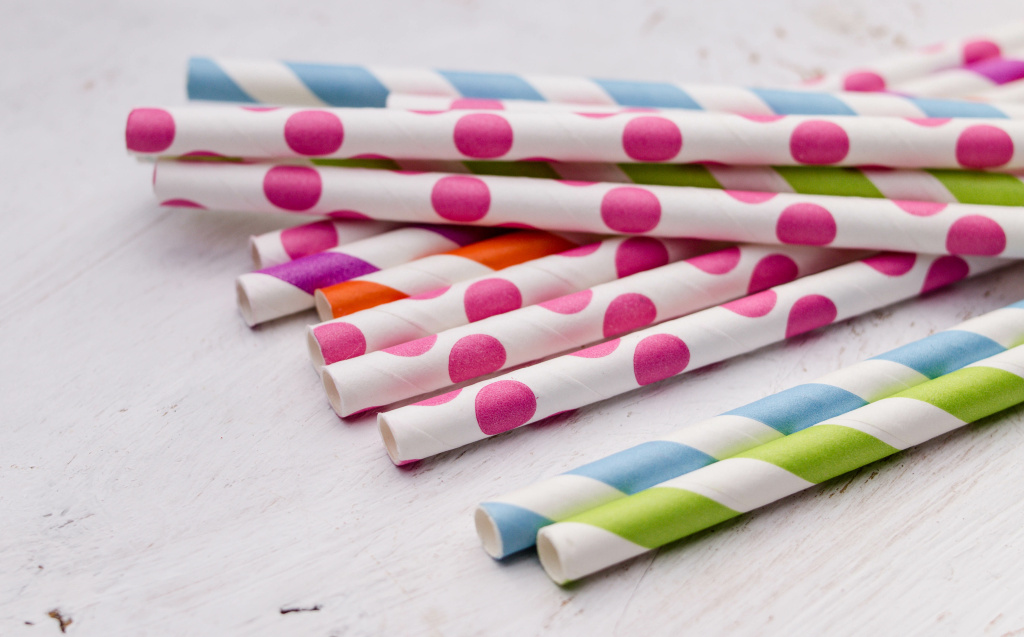 Bright colorful paper straws Paper straws.