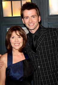 Actors Elisabeth Sladen and David Tennant attend the gala screening of the 'Doctor Who' Christmas episode at the Science Museum on December 18, 2007 in London, England.