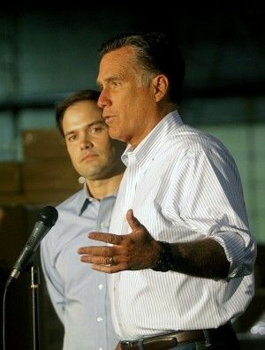 Republican Sen. Marco Rubio, left, with GOP presidential candidate Mitt Romney in Pennsylvania, April 23, 2012