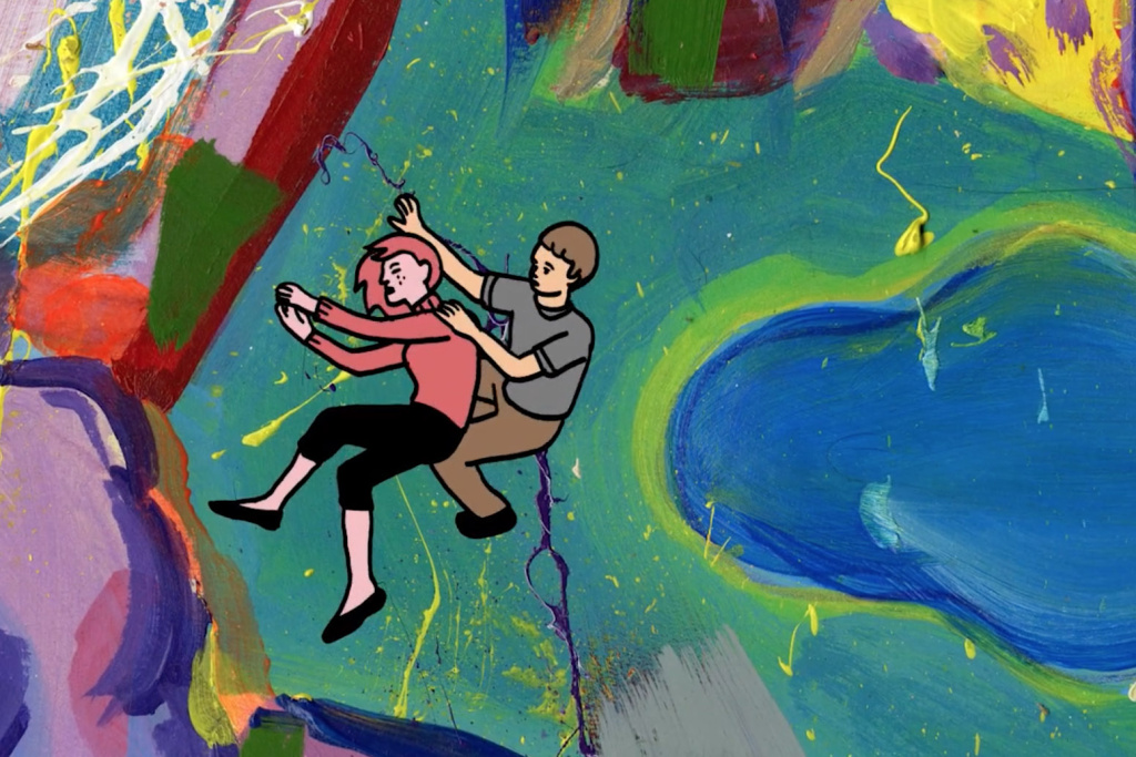 Shaw's film uses a combination of hand-drawn elements and acrylic paints. Shaw's film uses a combination of hand-drawn elements and acrylic paints.