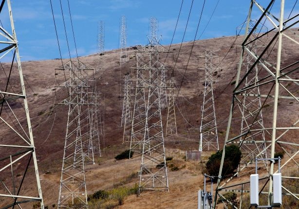 Towers carrying electical lines are shown in South San Francisco, California. File photo.