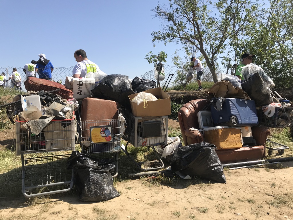 Garbage collected from an abandoned homeless camp on the riverbank. Photo credit: Audrey Alden Garbage collected from an abandoned homeless camp on the riverbank. Photo credit: Audrey Alden