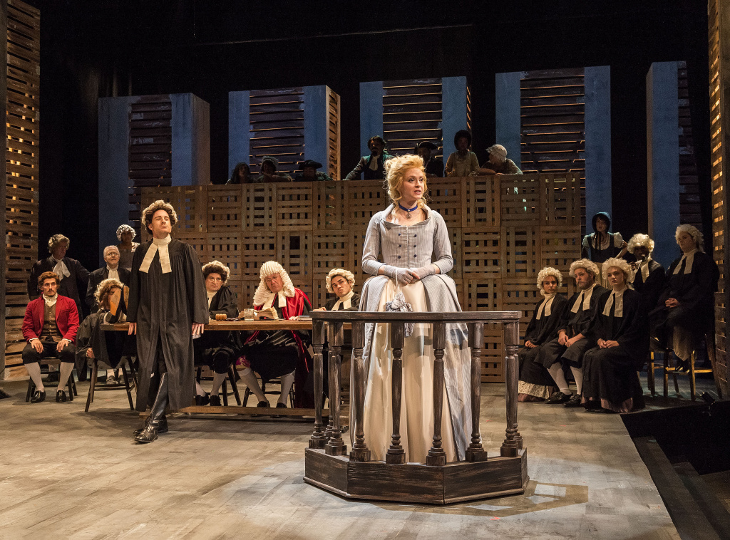 Lucie Manette (Emily Goss) testifies in Darnay’s trail in England with the cast of A Noise Within's Lucie Manette (Emily Goss) testifies in Darnay’s trail in England with the cast of A Noise Within's